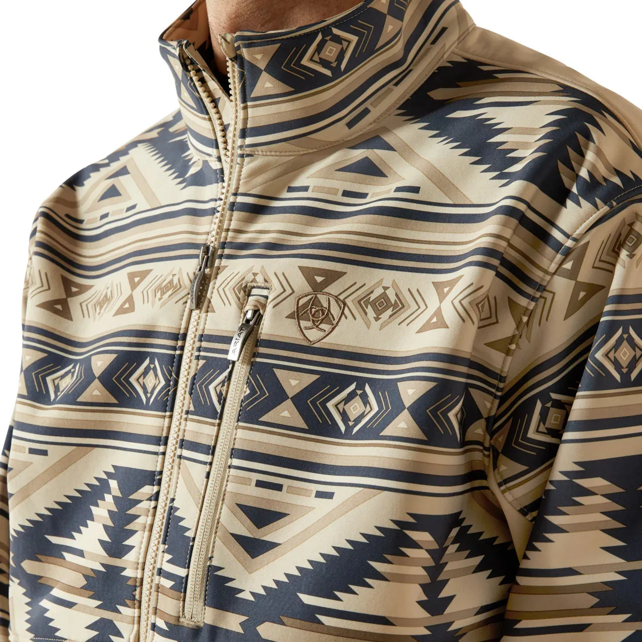 Southwest Print Men‘s Softshell Jacket in White Pepper