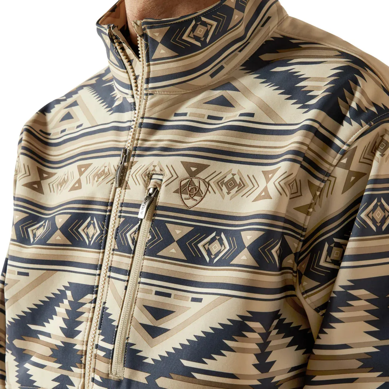 Southwest Print Men‘s Softshell Jacket in White Pepper