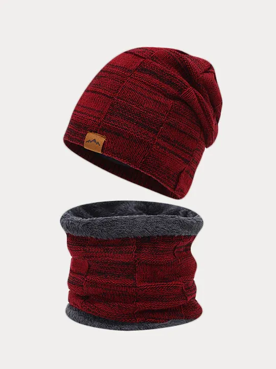 Thermal Fleece Neck Warmer Beanie Hat Set