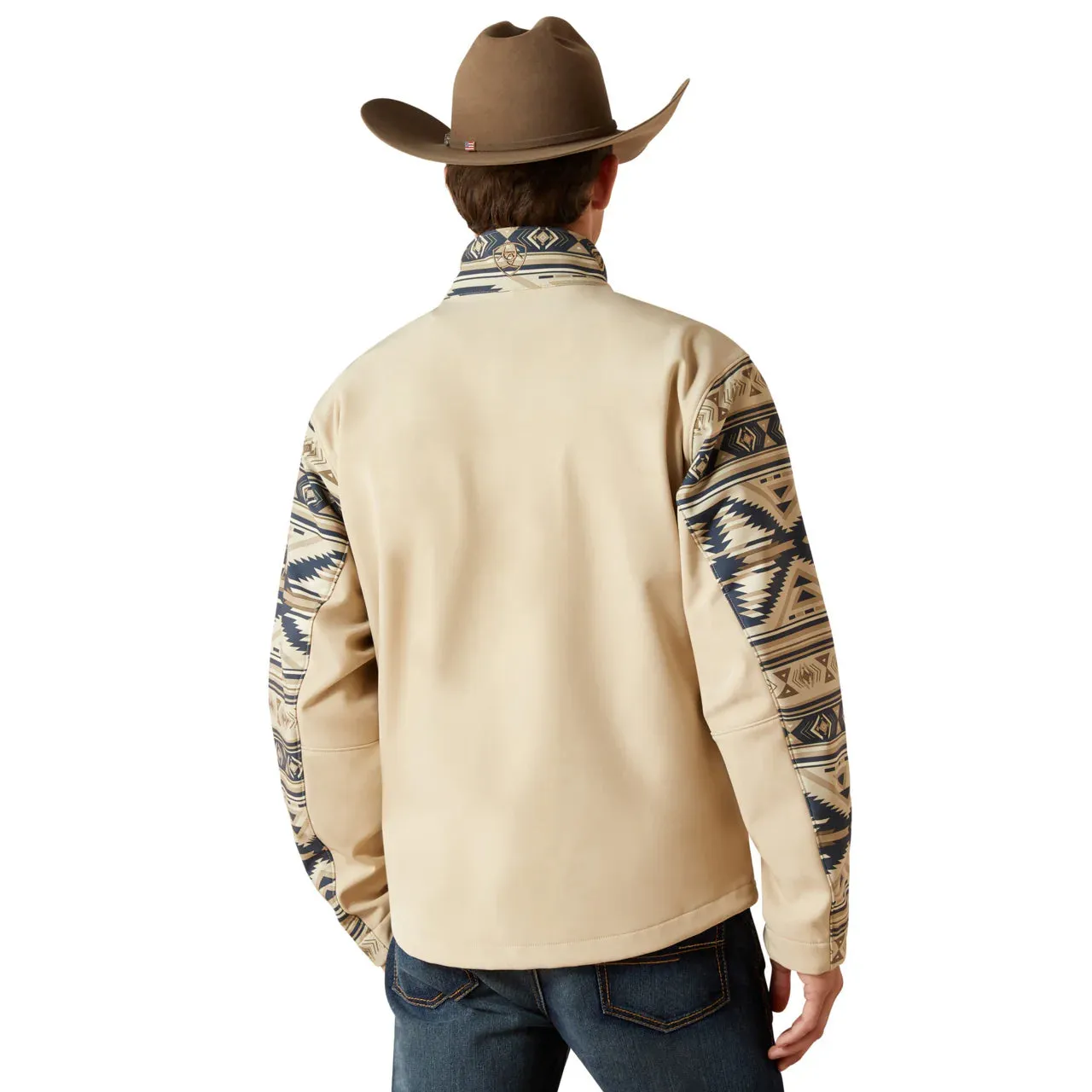 Southwest Print Men‘s Softshell Jacket in White Pepper