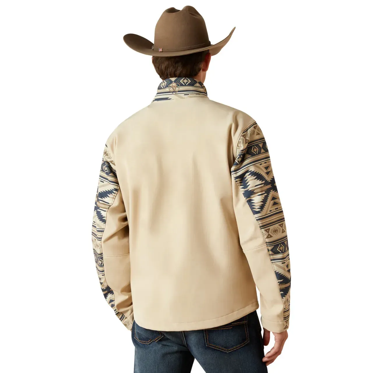 Southwest Print Men‘s Softshell Jacket in White Pepper