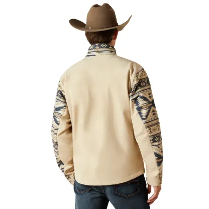 Southwest Print Men‘s Softshell Jacket in White Pepper
