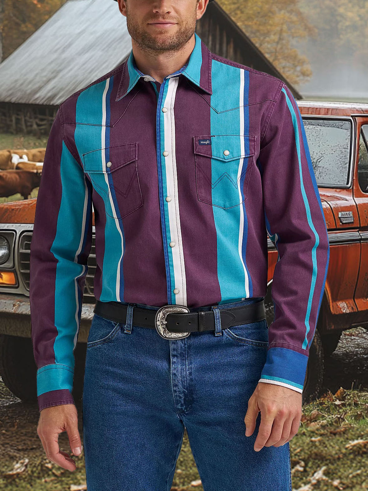 Vintage Western Striped Shirt