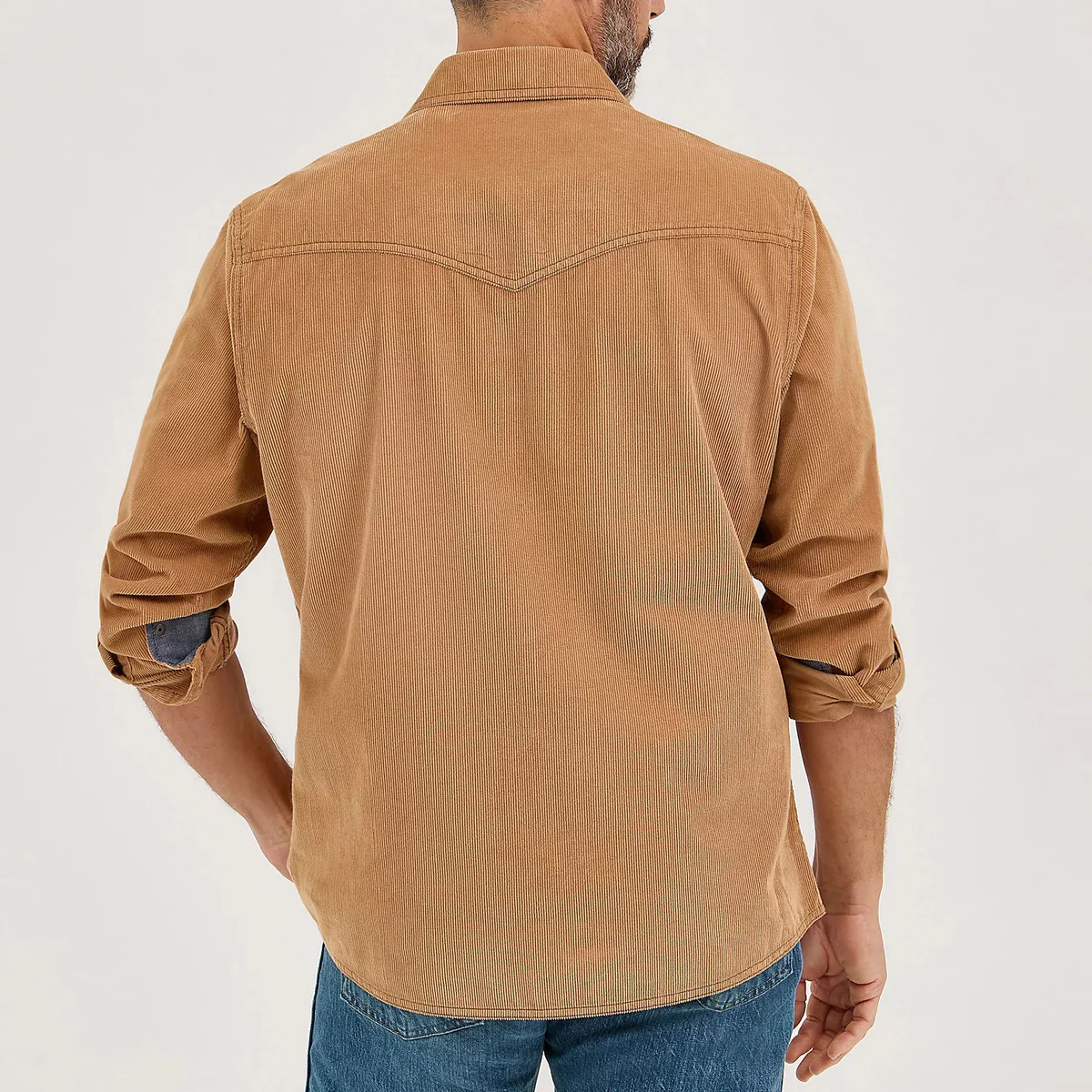 Retro Premium Men's L/S Western Corduroy Snap Shirt in Sandy Brown