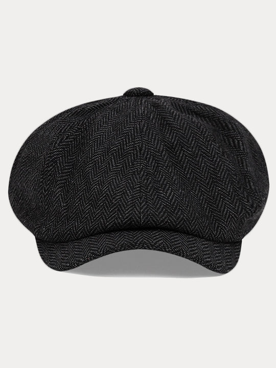 Classic Herringbone Tweed Newsboy Cap
