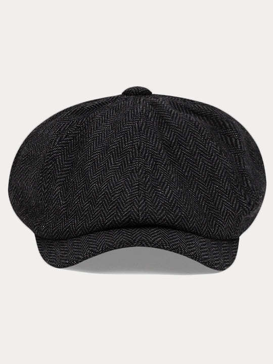 Classic Herringbone Tweed Newsboy Cap