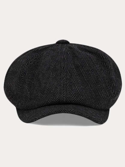 Classic Herringbone Tweed Newsboy Cap