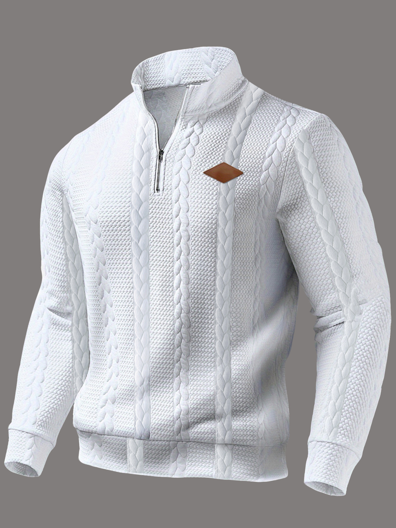 Textured Half-Zip Stand Collar Sweatshirt