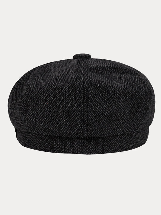 Classic Herringbone Tweed Newsboy Cap