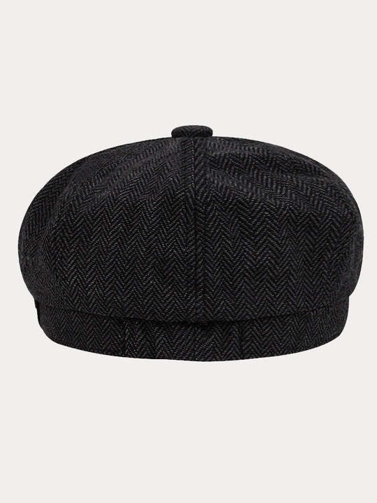 Classic Herringbone Tweed Newsboy Cap