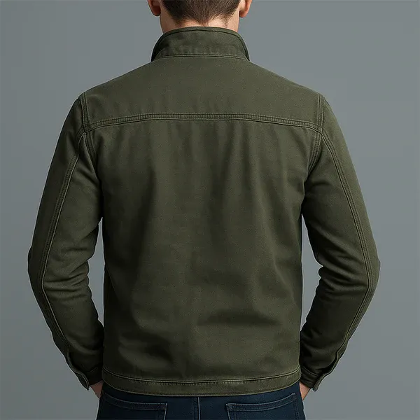 Men's Vintage Casual Cotton Washed Zipper Lapel Jacket