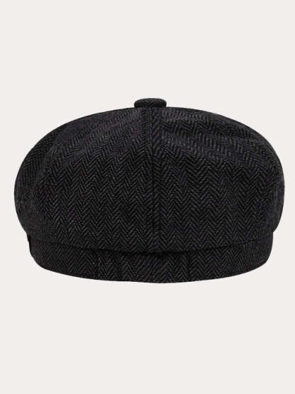 Classic Herringbone Tweed Newsboy Cap