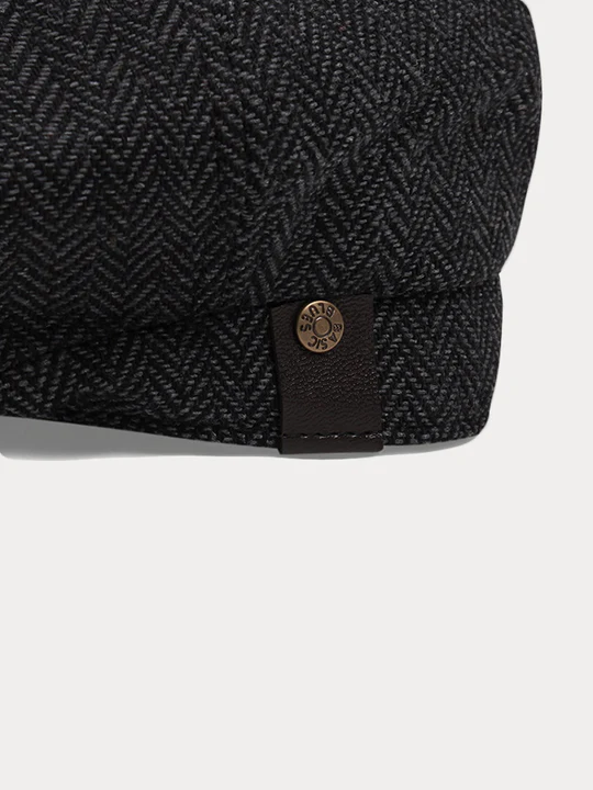 Classic Herringbone Tweed Newsboy Cap