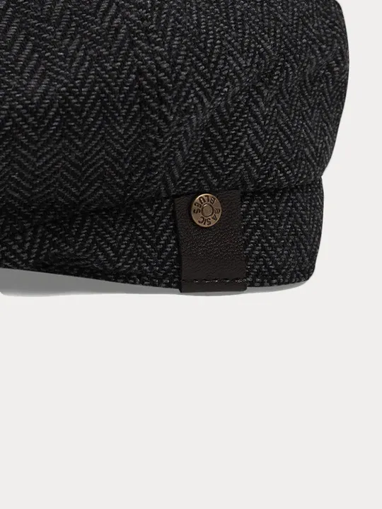 Classic Herringbone Tweed Newsboy Cap