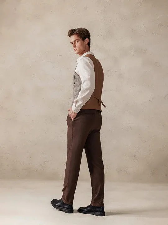 Plaid Splicing Tweed Vest