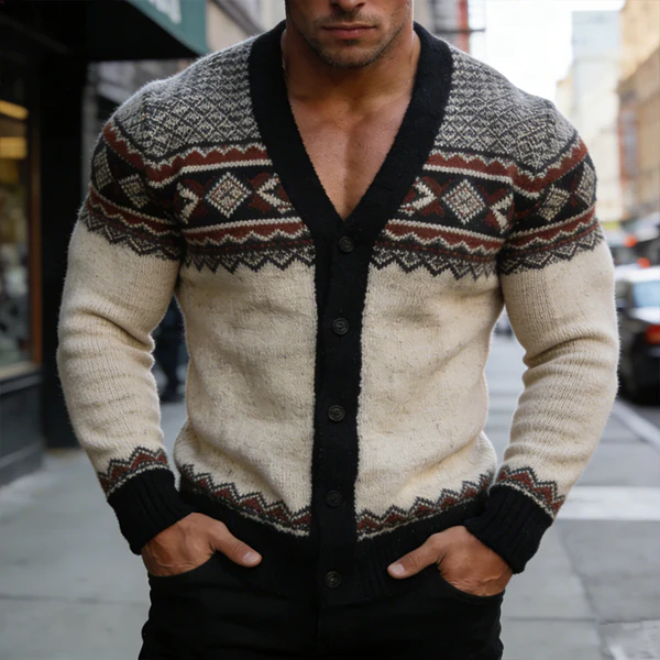 Men's Retro Casual Knitted Ethnic Style Button-Up Cardigan