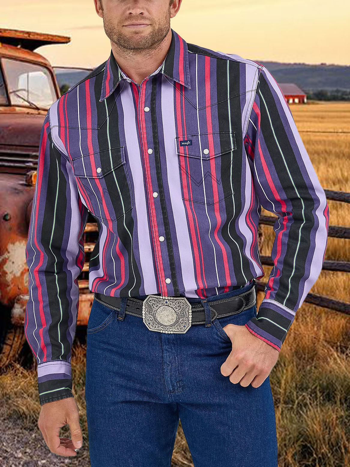 Vintage Western Striped Shirt