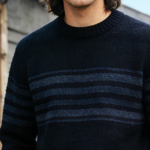 Men's Retro Casual Knit Striped Crew Neck Sweater