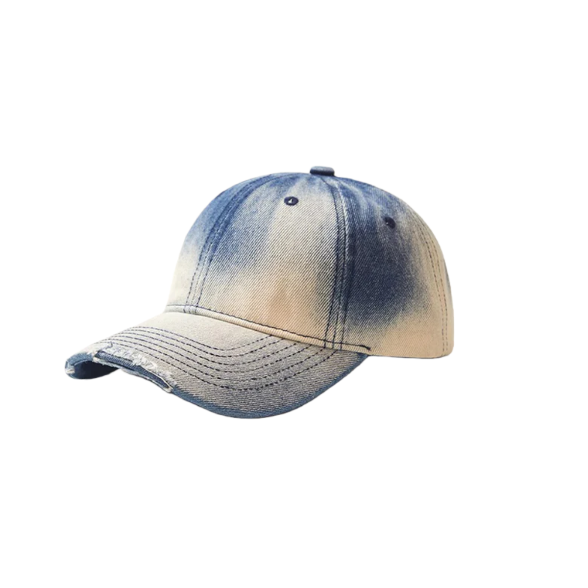 Distressed Gradient Cotton Denim Cap