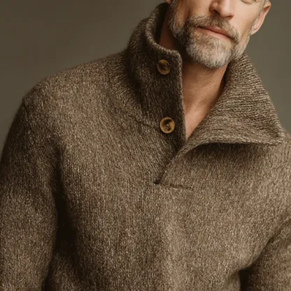 Men's Retro Casual Knitted Button Lapel Pullover Sweater