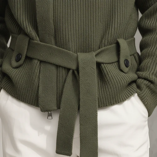 Men's Classic Casual Stand-up Collar Zip-up Knit Cardigan (belt Included)