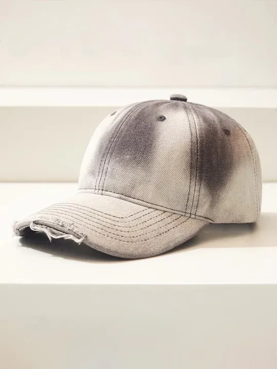 Distressed Gradient Cotton Denim Cap