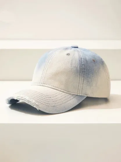 Distressed Gradient Cotton Denim Cap
