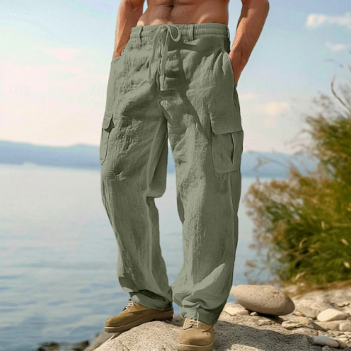 Linen Blend Cargo Pants