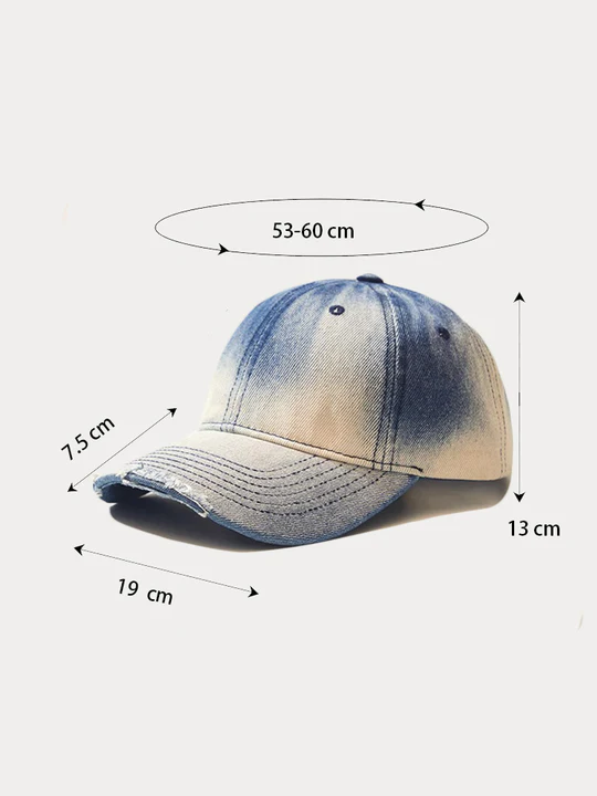 Distressed Gradient Cotton Denim Cap