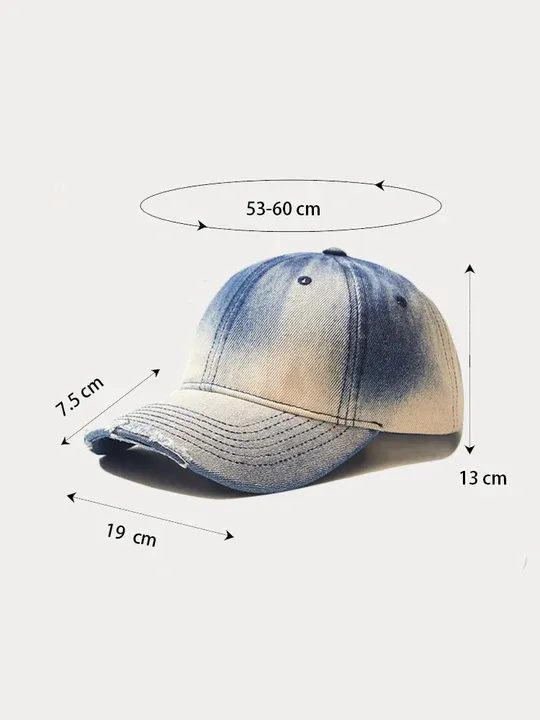 Distressed Gradient Cotton Denim Cap