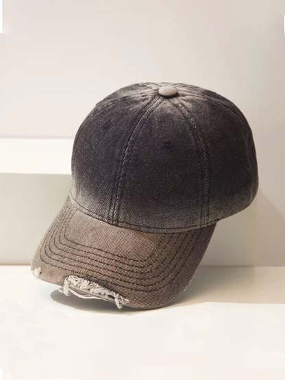 Distressed Gradient Cotton Denim Cap
