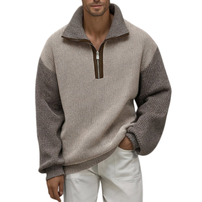 Unique Contrast Color Pullover Sweater
