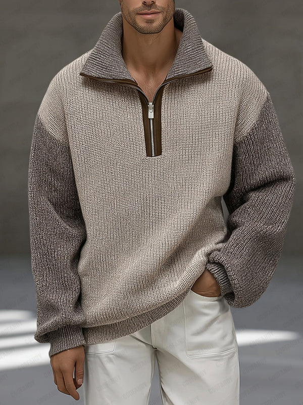 Unique Contrast Color Pullover Sweater