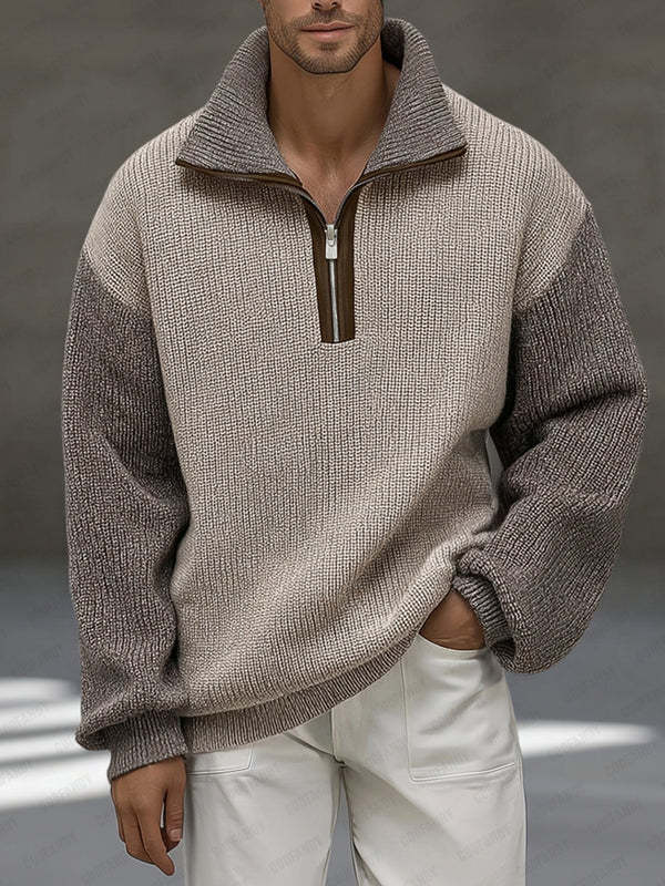 Unique Contrast Color Pullover Sweater