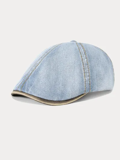 Vintage Cotton Denim Beret Hat