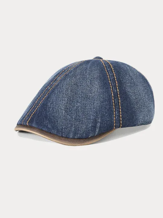 Vintage Cotton Denim Beret Hat