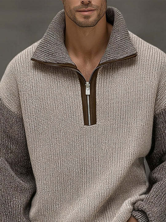 Unique Contrast Color Pullover Sweater