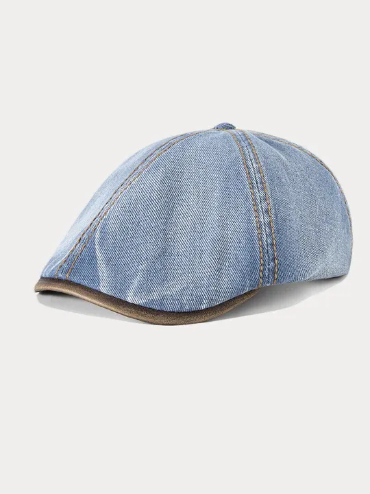 Vintage Cotton Denim Beret Hat