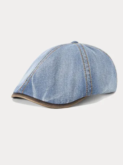 Vintage Cotton Denim Beret Hat