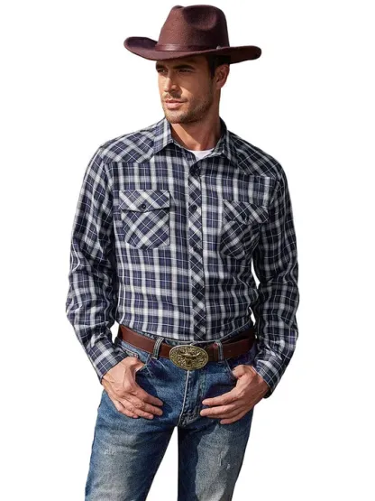 Plaid Long Sleeve Casual Shirt with Pockets