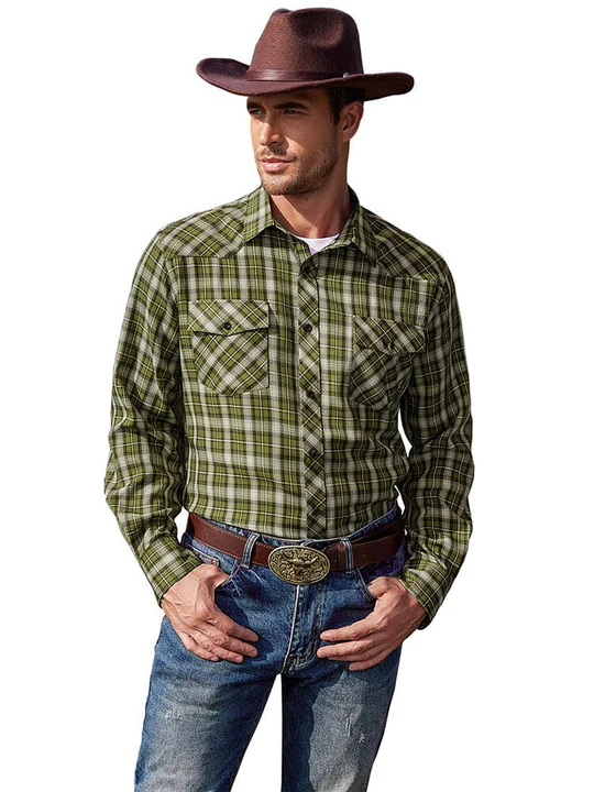 Plaid Long Sleeve Casual Shirt with Pockets