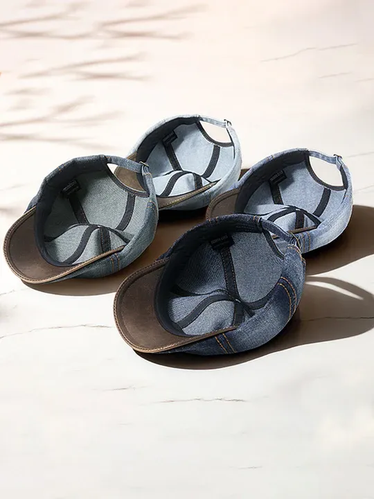 Vintage Cotton Denim Beret Hat