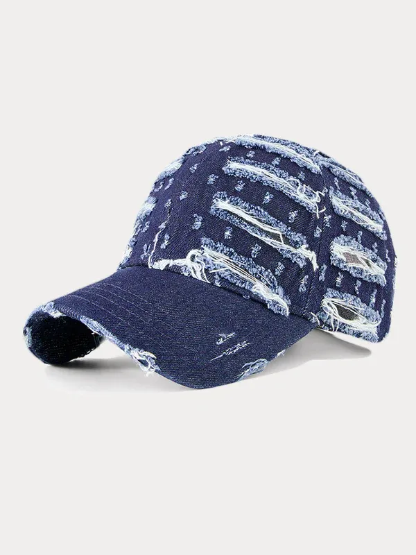 Trendy Destroyed Torn Denim Cap