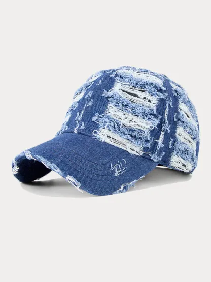 Trendy Destroyed Torn Denim Cap