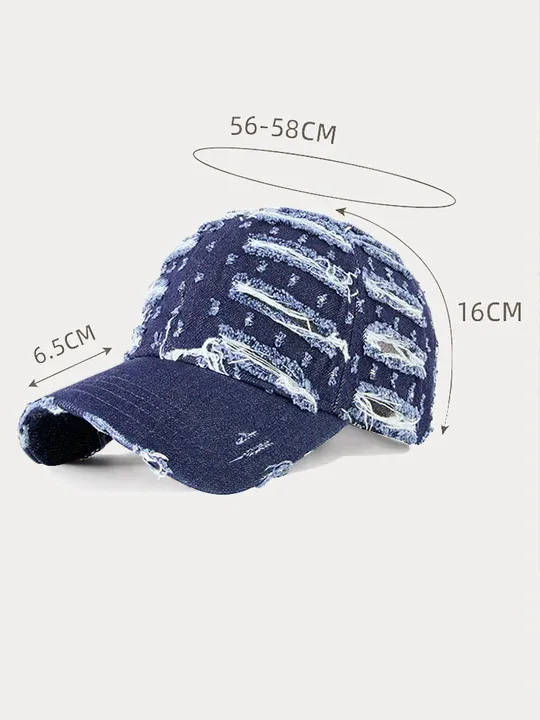 Trendy Destroyed Torn Denim Cap