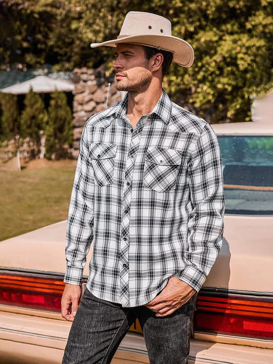 Plaid Long Sleeve Casual Shirt with Pockets