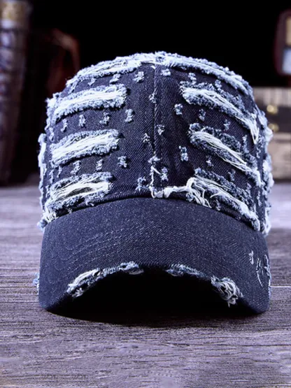 Trendy Destroyed Torn Denim Cap