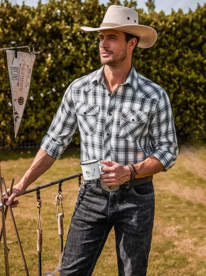 Plaid Long Sleeve Casual Shirt with Pockets