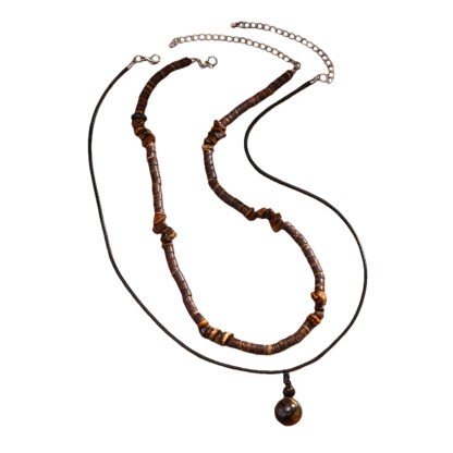 Vintage Wooden Beads Multilayer Necklace