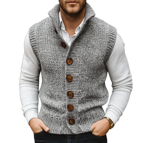 Men's Retro Casual Knitted Single-Breasted Button Vest